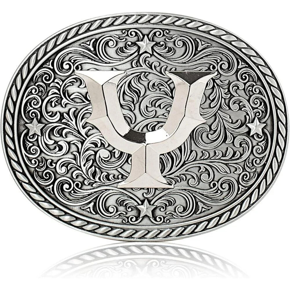 Women's Silver Y Cowgirl Initial Large Letter Zinc Alloy Imported Belt Buckles